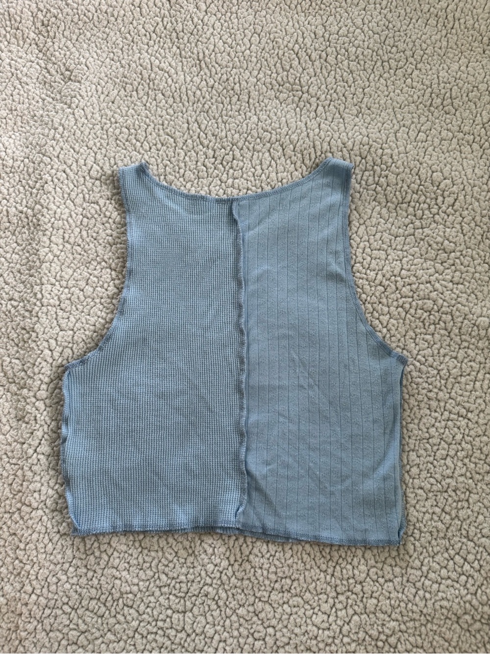 American Eagle Outfitters Two-Texture Light Blue Crop Tank - Picture 2 of 4